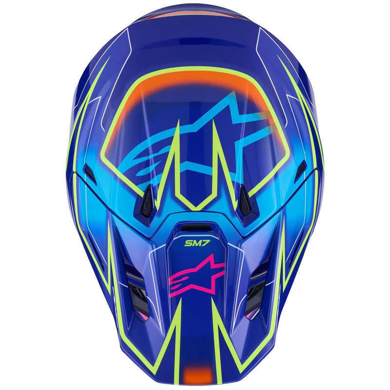 Motokros čelada Alpinestars SM7 Cast modro-roza-fluo rumena