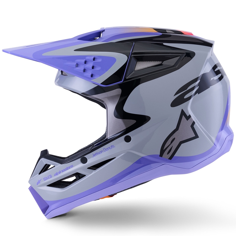 Motokros čelada Alpinestars S-M3 JETT LAWRENCE edition sivo-vijolično-črna