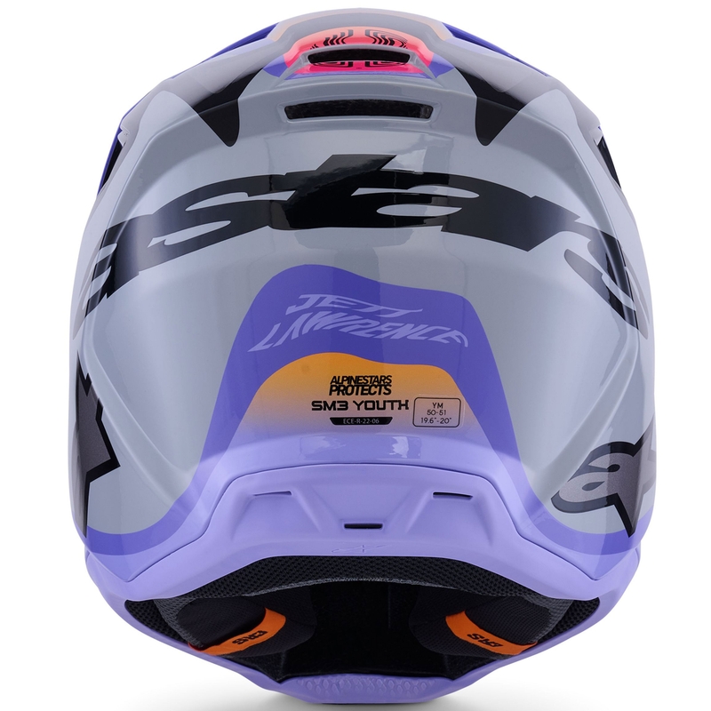 Motokros čelada Alpinestars S-M3 JETT LAWRENCE edition sivo-vijolično-črna