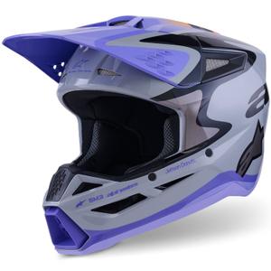 Motokros čelada Alpinestars S-M3 JETT LAWRENCE edition sivo-vijolično-črna