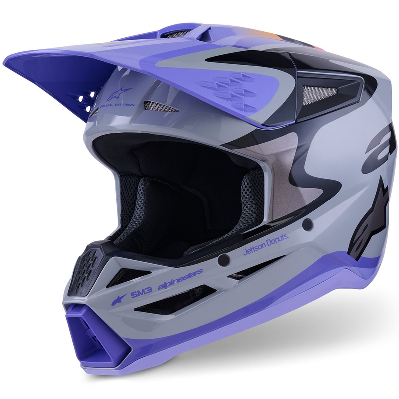 Motokros čelada Alpinestars S-M3 JETT LAWRENCE edition sivo-vijolično-črna