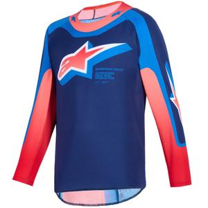 Otroški motokros dres Alpinestars Supertech Vista Youth, temno moder-koralno-kobalten
