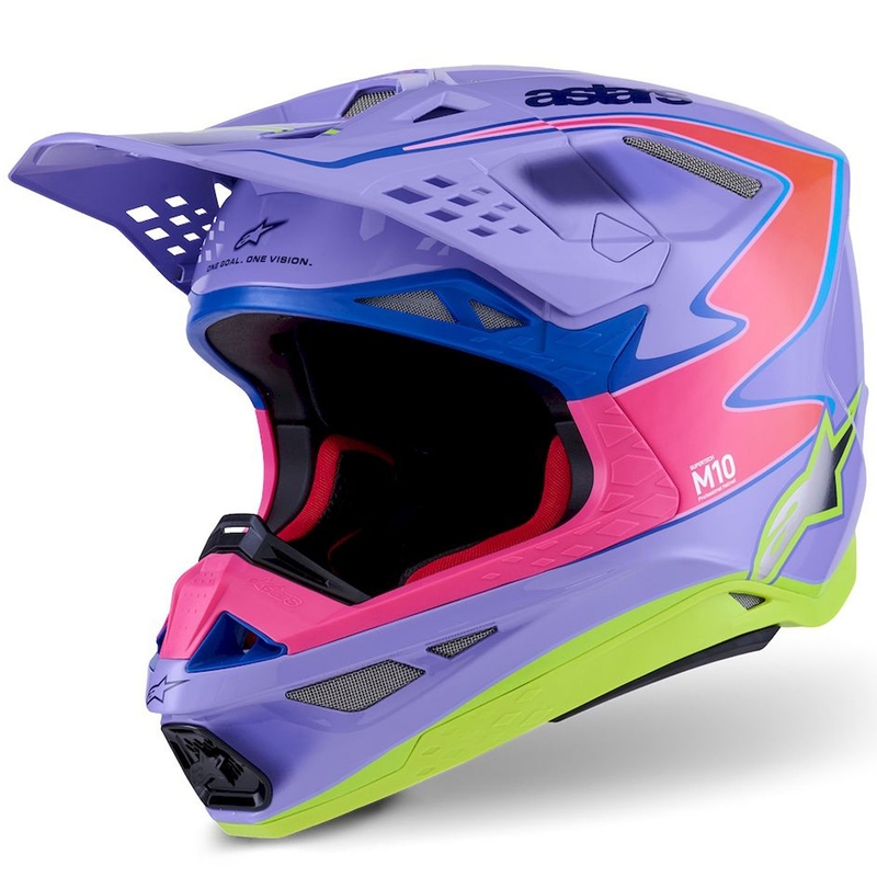 Motokros čelada Alpinestars S-M10 JETT LAWRENCE R01 vijolično-fluo roza-fluo rumena