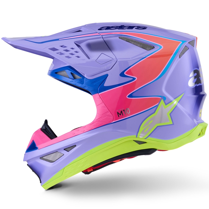 Motokros čelada Alpinestars S-M10 JETT LAWRENCE R01 vijolično-fluo roza-fluo rumena