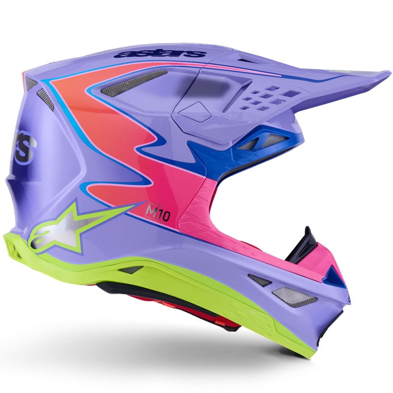 Motokros čelada Alpinestars S-M10 JETT LAWRENCE R01 vijolično-fluo roza-fluo rumena