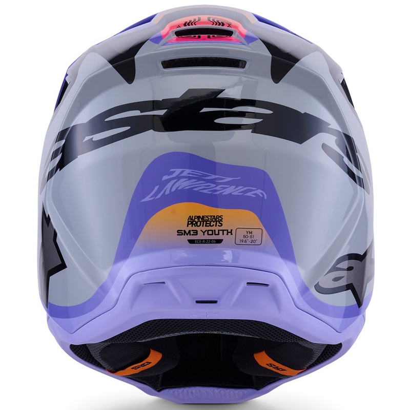 Otroška motokros čelada Alpinestars S-M3 JETT LAWRENCE edition sivo-vijolično-črna