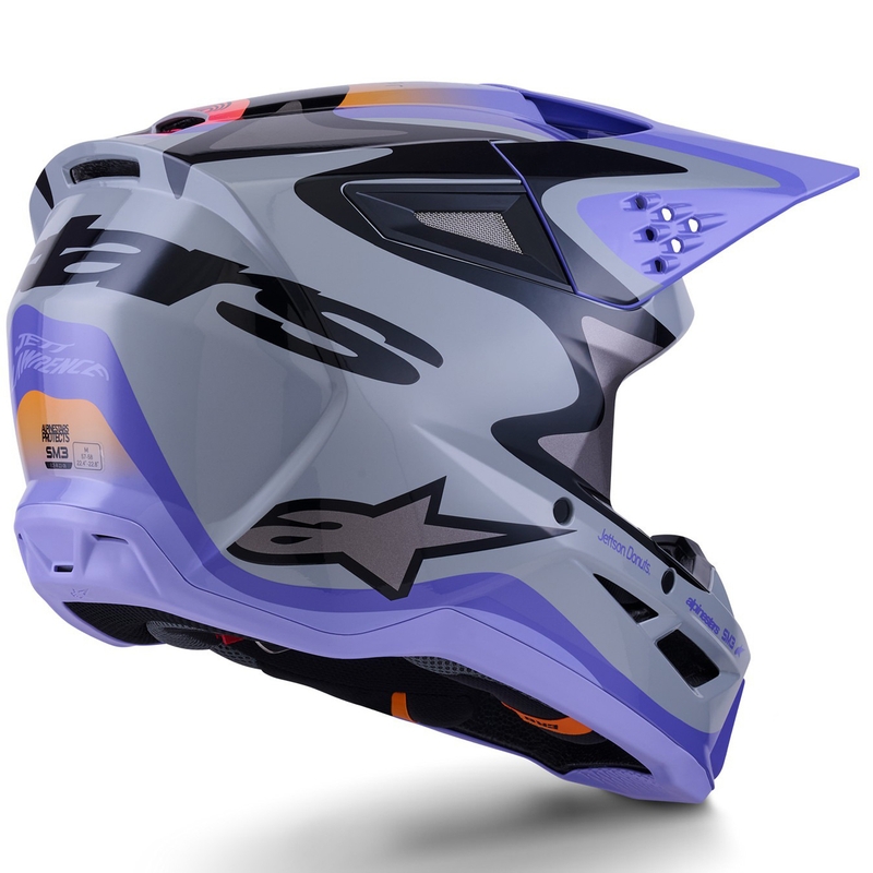 Otroška motokros čelada Alpinestars S-M3 JETT LAWRENCE edition sivo-vijolično-črna