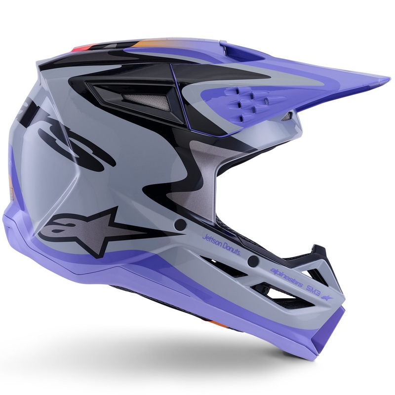 Otroška motokros čelada Alpinestars S-M3 JETT LAWRENCE edition sivo-vijolično-črna