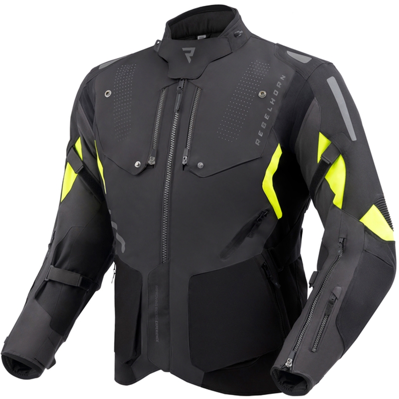 Motoristična jakna Rebelhorn Hiker IV črna-antracit-fluo rumena