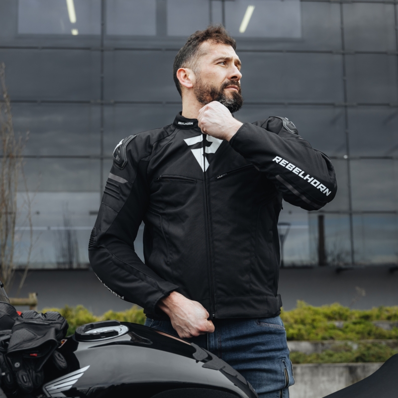 Motoristična jakna Rebelhorn Vandal črno-bela