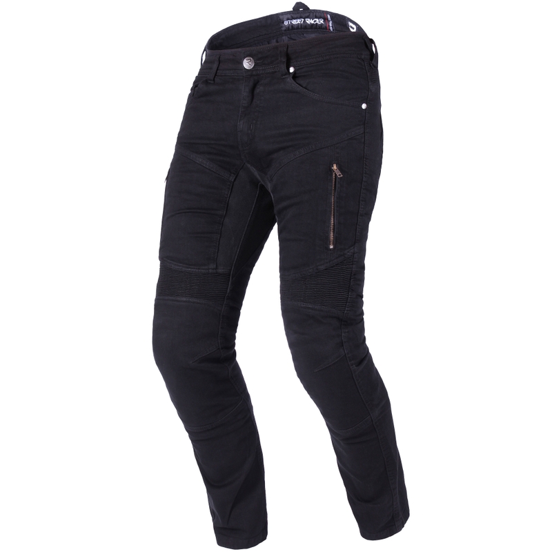 Moto kavbojke Street Racer Stretch II CE črne