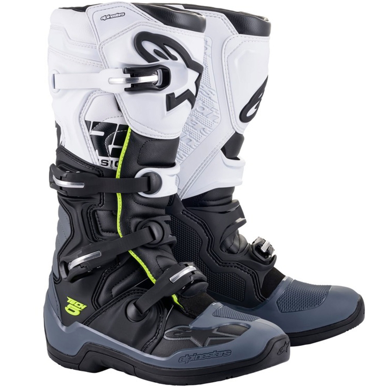Moto škornji Alpinestars TECH 5 črno-sivo-belo-fluo rumeni