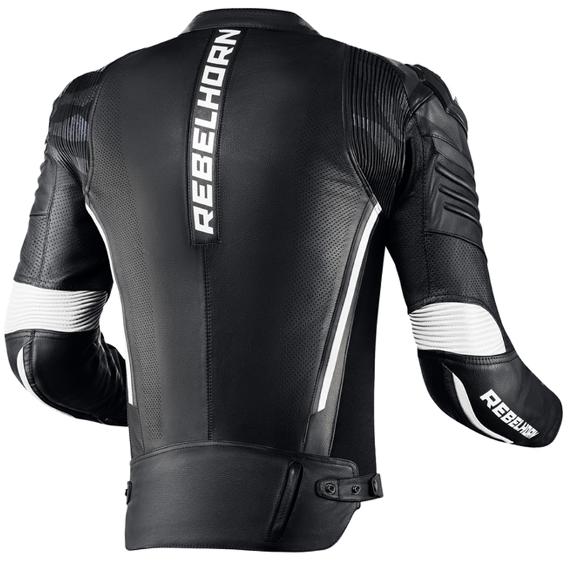 Usnjena motoristična jakna Rebelhorn Vandal črno-bela razprodaja