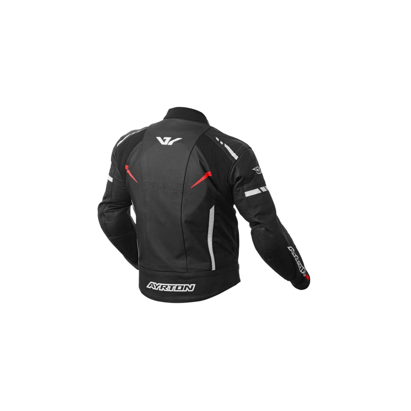 Ayrton Raptor črno-bela-fluo rdeča motoristična jakna