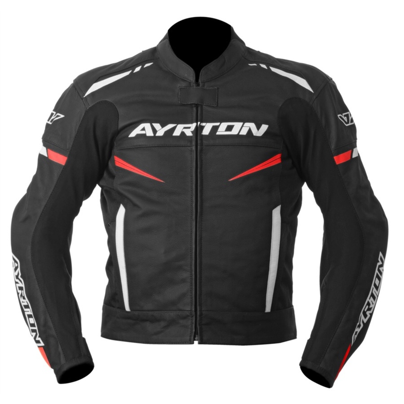 Ayrton Raptor črno-bela-fluo rdeča motoristična jakna