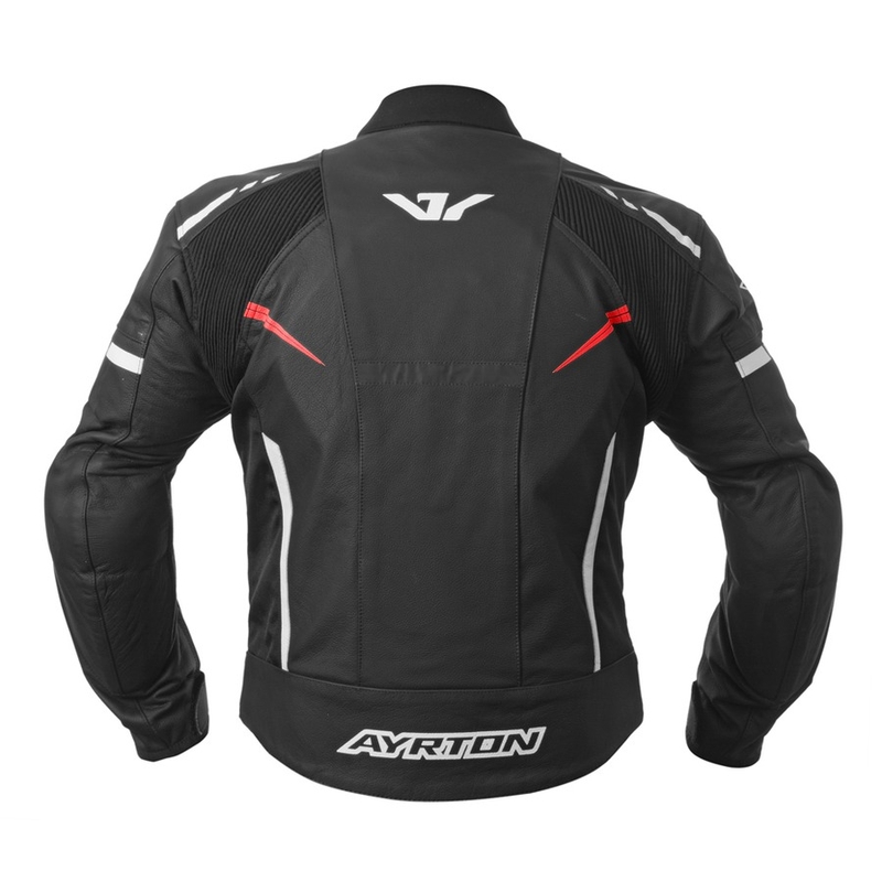 Ayrton Raptor črno-bela-fluo rdeča motoristična jakna