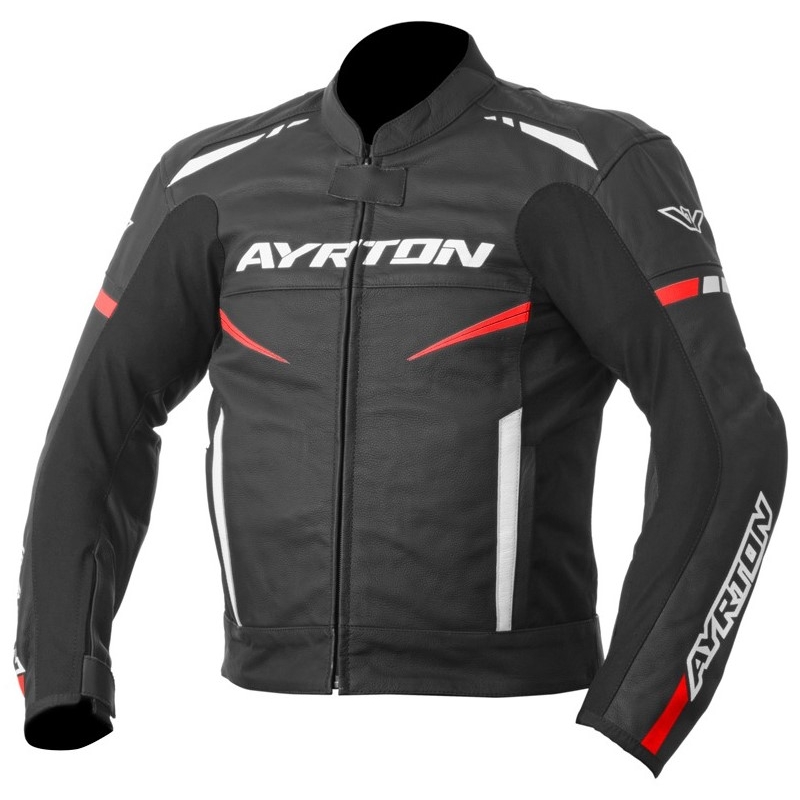 Ayrton Raptor črno-bela-fluo rdeča motoristična jakna