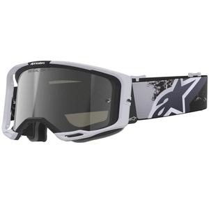 Motokros očala Alpinestars Supertech Vision 8 Lahnd belo-črna z zrcalno srebrnimi lečami