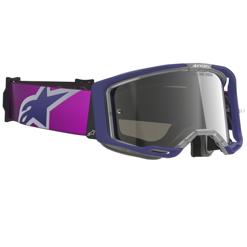 Motokros očala Alpinestars Vision 8 Corp vijolično-prozorna z zrcalno srebrnimi lečami