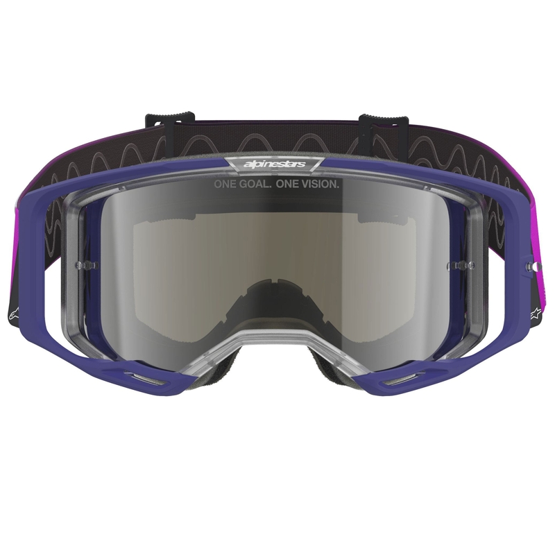 Motokros očala Alpinestars Vision 8 Corp vijolično-prozorna z zrcalno srebrnimi lečami