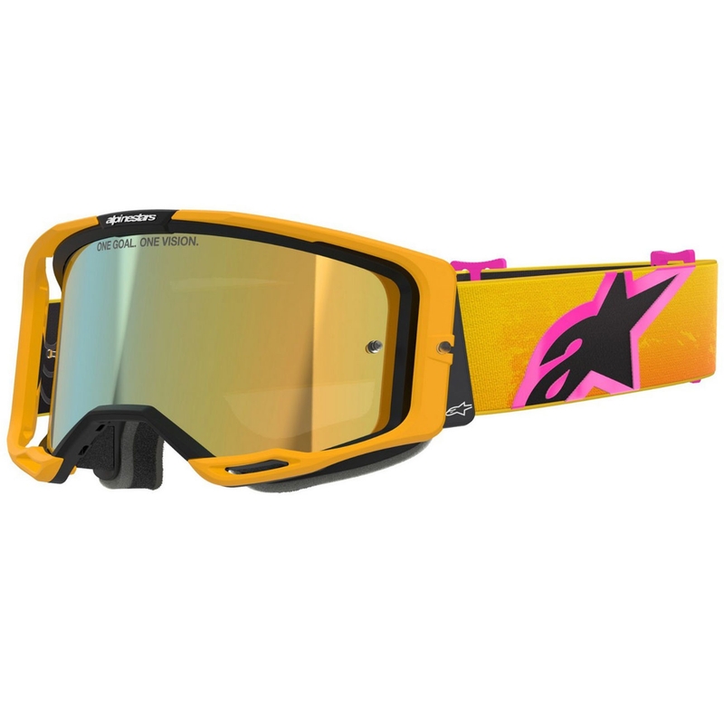 Očala za motokros Alpinestars Vision 8 Corp oranžno-rumeno-roza z zrcalno zlato lečo