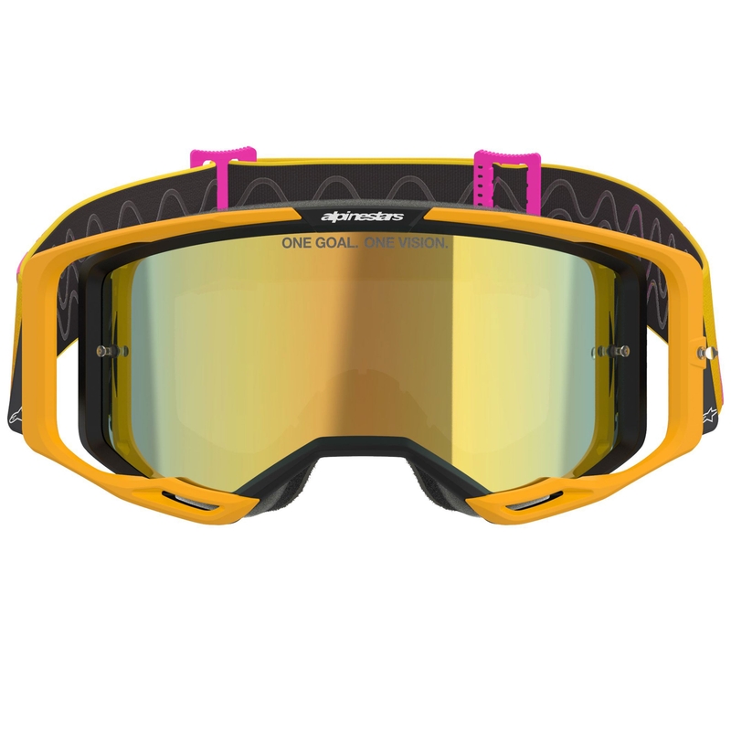 Očala za motokros Alpinestars Vision 8 Corp oranžno-rumeno-roza z zrcalno zlato lečo