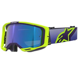 Motokros očala Alpinestars Vision 8 Corp fluo rumeno-vijolična z zrcalno modro lečo