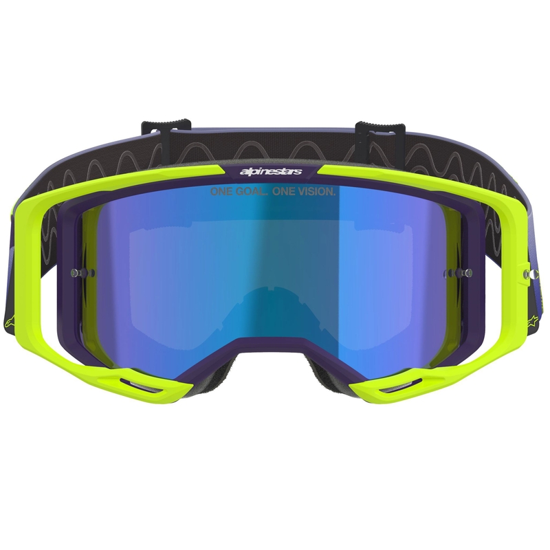 Motokros očala Alpinestars Vision 8 Corp fluo rumeno-vijolična z zrcalno modro lečo