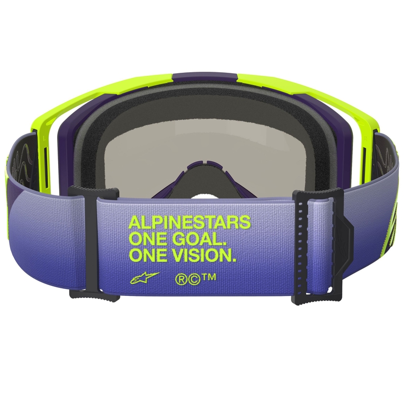 Motokros očala Alpinestars Vision 8 Corp fluo rumeno-vijolična z zrcalno modro lečo