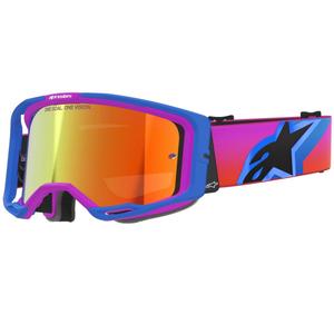 Motokros očala Alpinestars Vision 8 Corp modro-vijolično-oranžna z zrcalno rdečo lečo