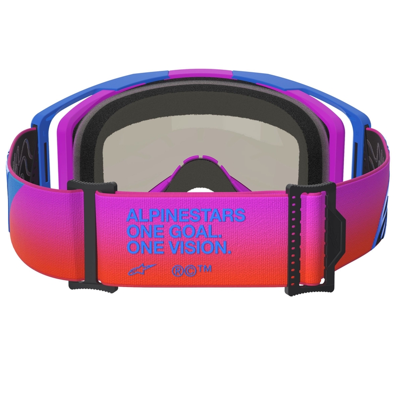 Motokros očala Alpinestars Vision 8 Corp modro-vijolično-oranžna z zrcalno rdečo lečo