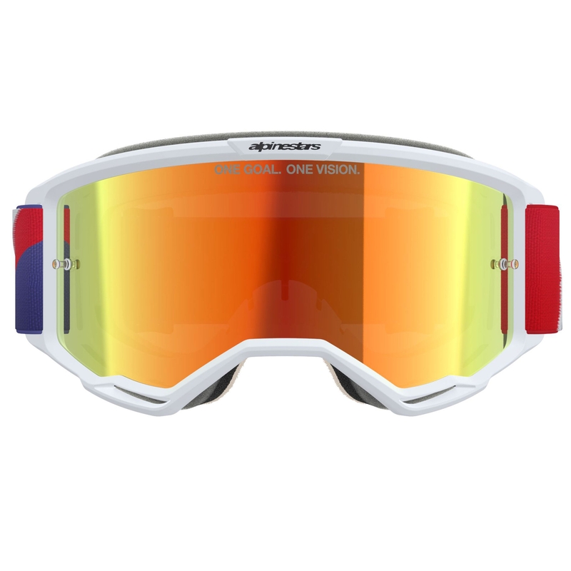 Motokros očala Alpinestars Vision 5 Corp belo-modro-rdeča z zrcalno rdečo lečo