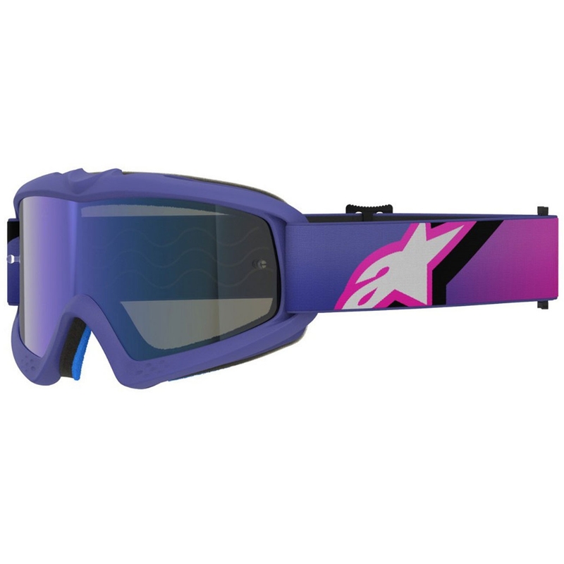 Otroška motokros očala Alpinestars Vision Youth Corp vijolično-fluo roza z zrcalno modro lečo
