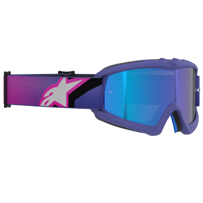Otroška motokros očala Alpinestars Vision Youth Corp vijolično-fluo roza z zrcalno modro lečo