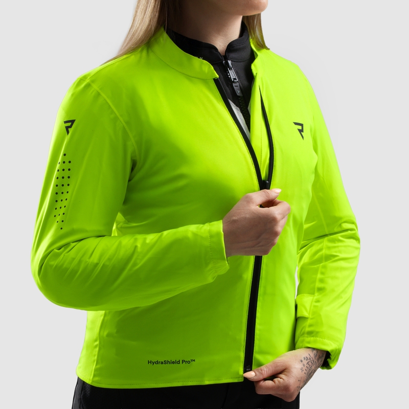 Ženska motoristična jakna Rebelhorn Hiflow V črno-sivo-fluo rumena