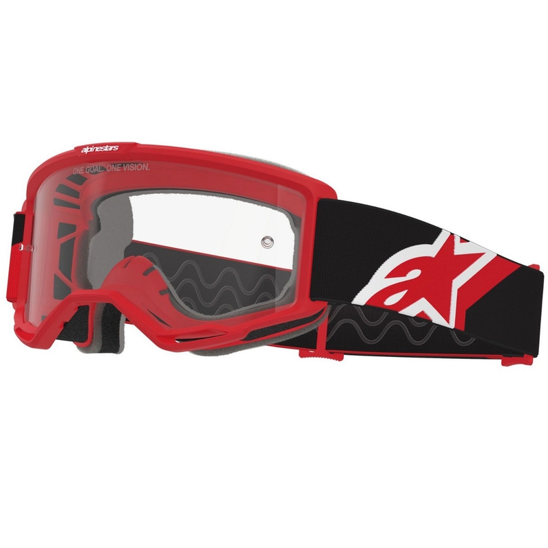 Motokros očala Alpinestars Vision OTG rdeče-črno-bela s prozornimi lečami