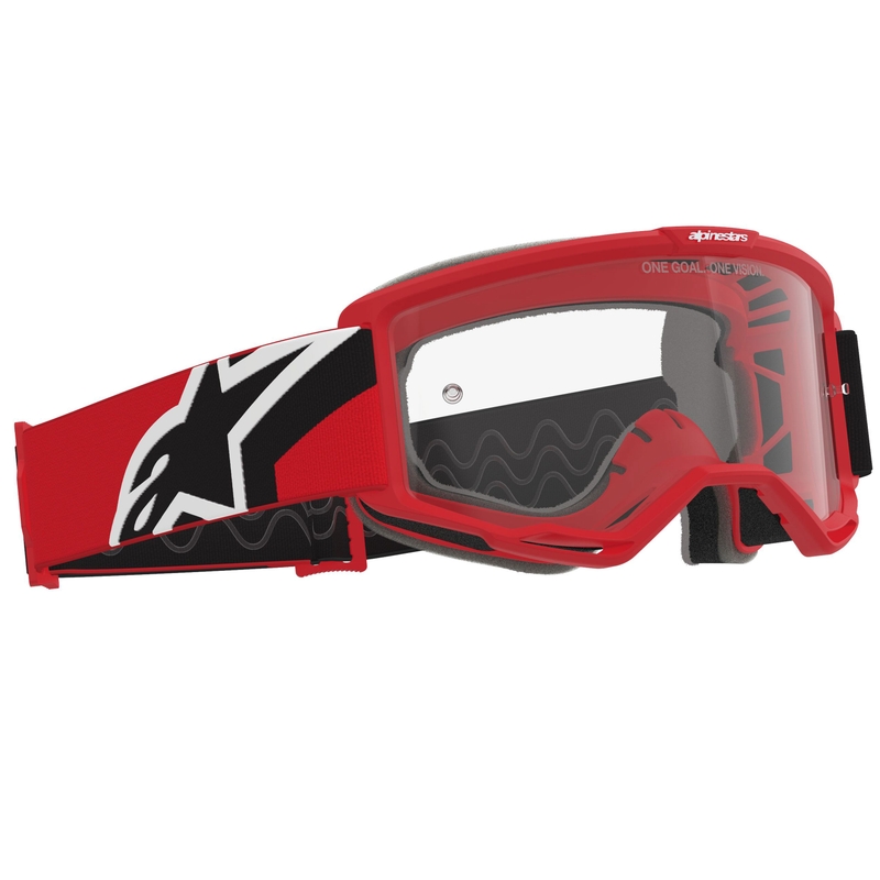 Motokros očala Alpinestars Vision OTG rdeče-črno-bela s prozornimi lečami