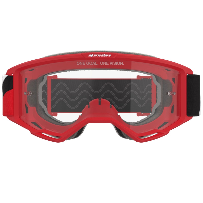 Motokros očala Alpinestars Vision OTG rdeče-črno-bela s prozornimi lečami