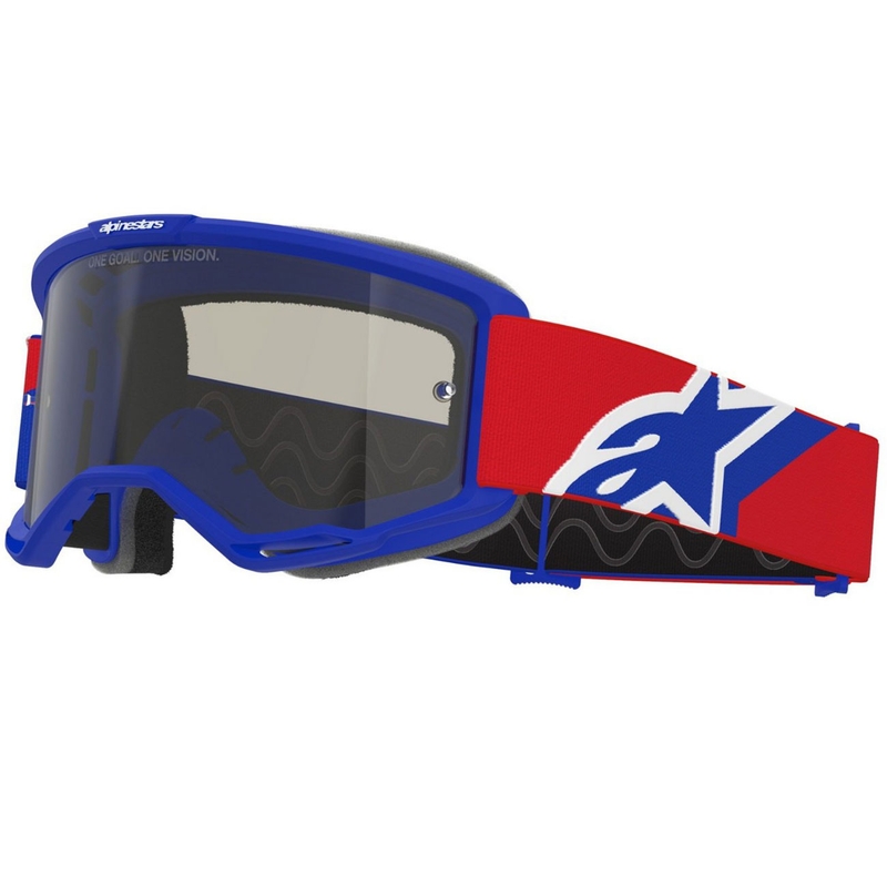 Motokros očala Alpinestars Vision Sand modro-rdeče-bela s temno dimljenimi lečami