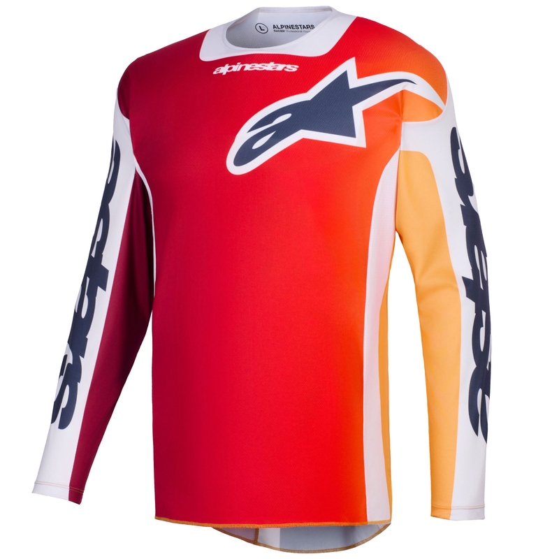 Motokros dres Alpinestars Racer Portl rdeče-oranžno-svetlo sivo