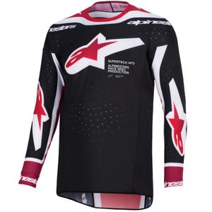 Motokros dres Alpinestars Supertech Pro AFD Vista črno-rdeče-bel