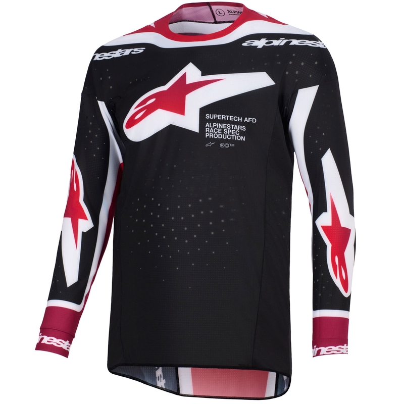 Motokros dres Alpinestars Supertech Pro AFD Vista črno-rdeče-bel