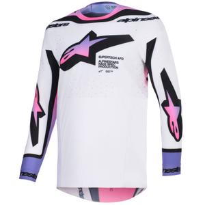 Motokros dres Alpinestars Supertech Pro AFD Vista belo-vijolično-črn