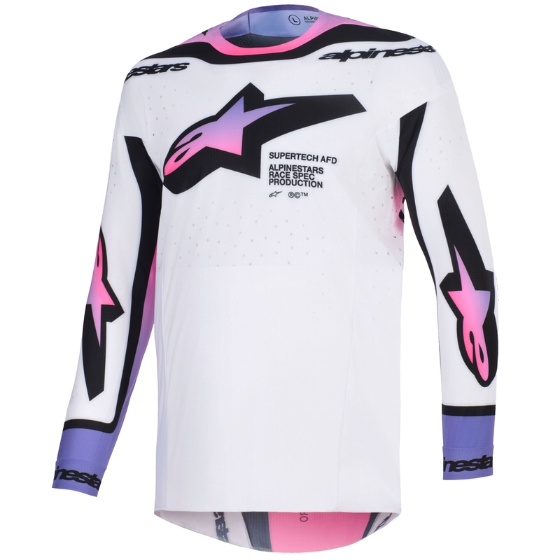 Motokros dres Alpinestars Supertech Pro AFD Vista belo-vijolično-črn