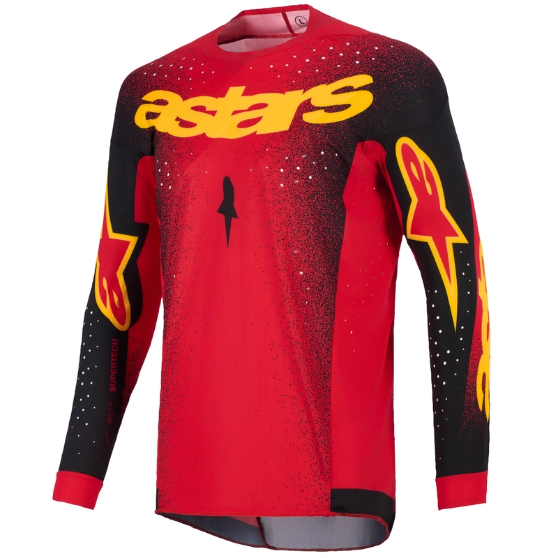 Motokros dres Alpinestars Supertech Scenz rdeče-črno-rumen