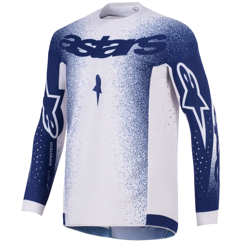 Motokros dres Alpinestars Supertech Scenz svetlo sivo-temno moder