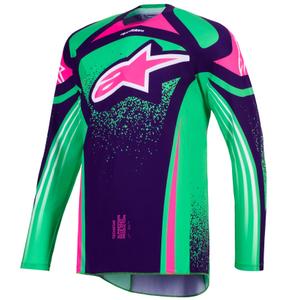Motokros dres Alpinestars Techstar Nomur temno vijolično-zelen-fluo roza