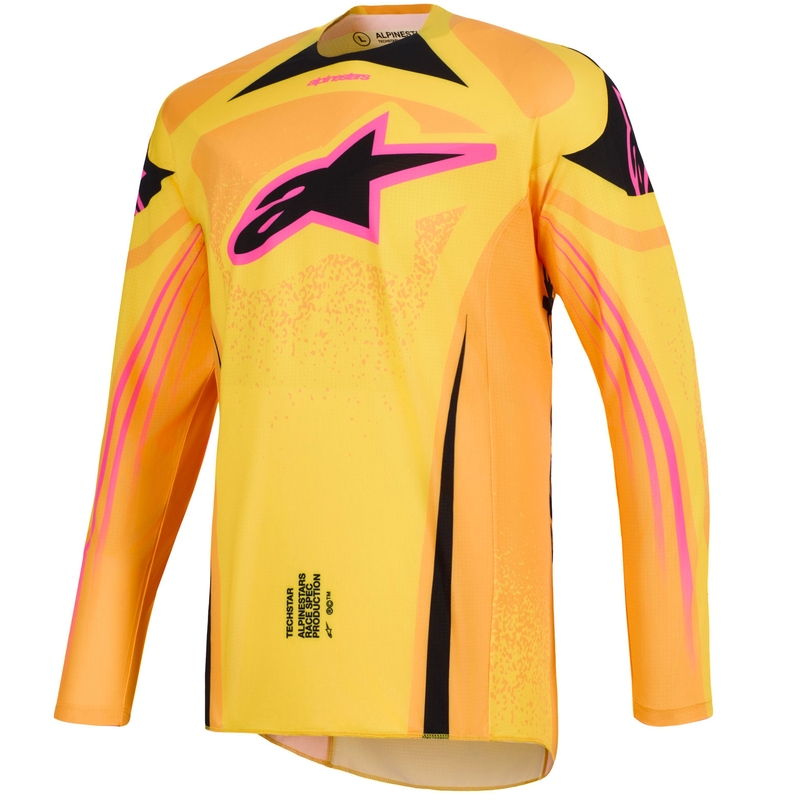 Motokros dres Alpinestars Techstar Nomur oranžno-rumeno-roza