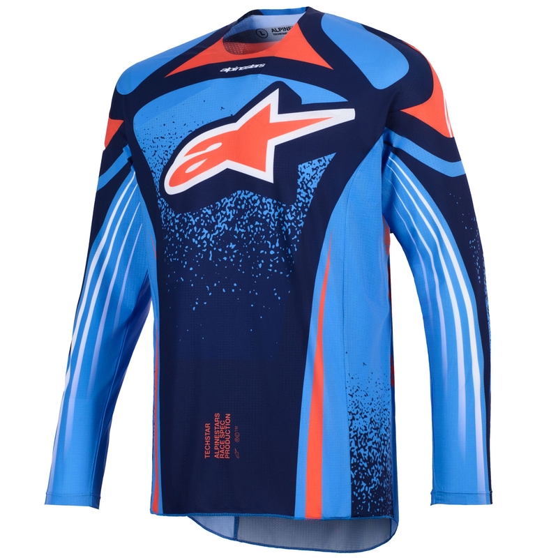 Motokros dres Alpinestars Techstar Nomur temno modro-oranžno-modro