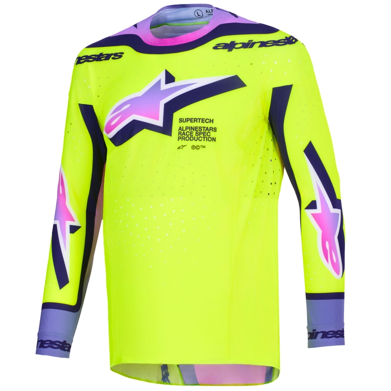 Motokros dres Alpinestars Supertech Vista fluo rumeno-vijolično-črn
